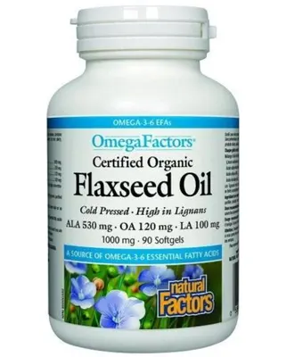Natural Factors Certified Organic Flaxseed Oil · 90 softgels