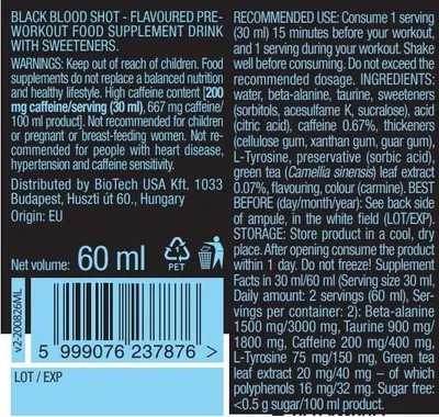 BioTech USA Black Blood Shot · Розов грейпфрут · 60 мл