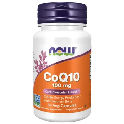 NOW Foods CoQ10 100 mg | with Hawthorn Berry · 30 капсули