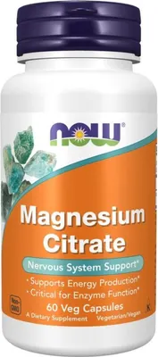 NOW Magnesium Citrate - Магнезиев цитрат 400 mg · 60 капсули