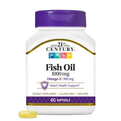 21st Century Fish Oil 1000mg - Омега 3 Рибено Масло · 60 softgels