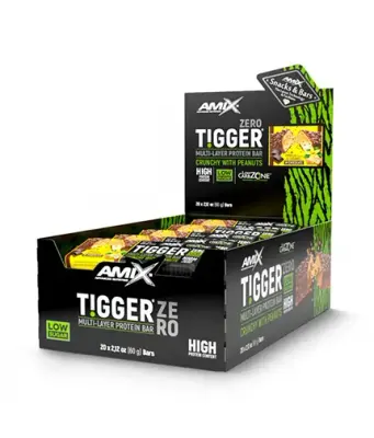 Amix TIGGER Zero bar Box · Черен шоколад и карамел · 20 x 60 г