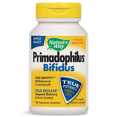 Пробиотик Примадофилус Бифидус - Primadophilus Bifidus - здраве за дебелото черво, 5 млрд. активни пробиотици · 180 капсули