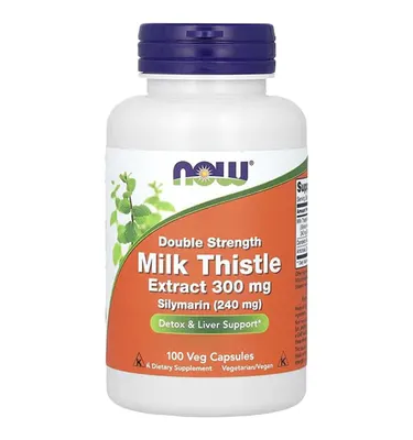NOW Foods Milk Thistle - Silymarin Extract | Double Strength with Artichoke & Dandelion · 100 капсули