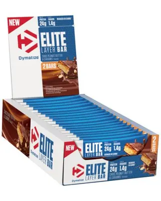 Dymatize Elite Layer Bar · Шоколад с фъстъчено масло и карамел · 18 x 60 г