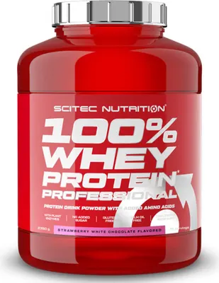 Scitec 100% Whey Protein Professional · Бял шоколад с ягода · 2,35 кг