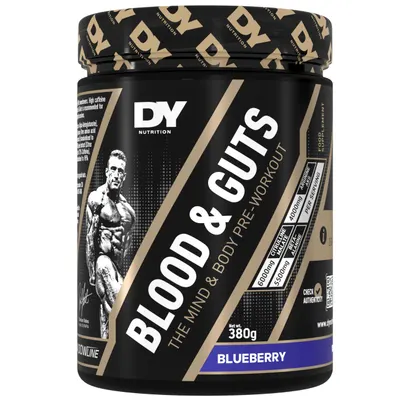 Dorian Yates Nutrition Blood & Guts | The Mind & Body Pre-Workout · Blueberry · 380 g
