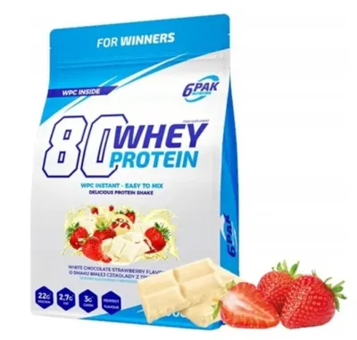 6PAK Nutrition 80 Whey Protein | WPC Instant · White chocolate & strawberry · 908 g