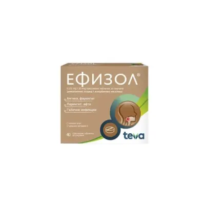 Ефизол таблетки при болно гърло 250мг · 40 таблетки