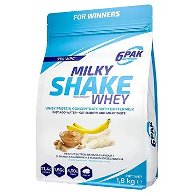 6PAK Nutrition Milky Shake Whey · Фъстъчено масло и банан · 1,8 кг