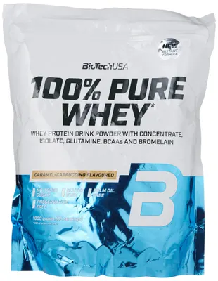 BioTech USA 100% Pure Whey · Карамел и капучино · 1 кг