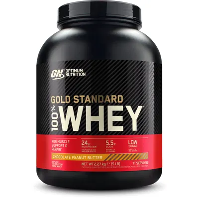 Optimum Nutrition - 100% Whey Gold Standard · Шоколад и фъстъчено масло · 2,272 кг