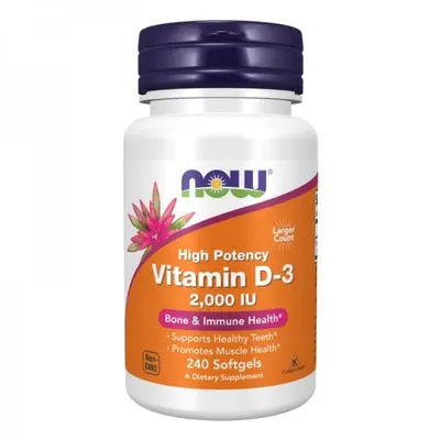 NOW Foods Витамин D-3 2000 IU · 240 таблетки