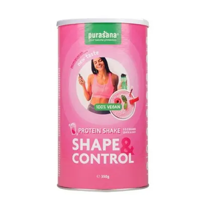 PURASANA - БИО ВЕГАН ПРОТЕИНОВ ШЕЙК "SHAPE & CONTROL" · Малина и ягода · 350 г