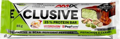 Amix Exclusive Protein Bar · Шамфъстък и карамел · 85 г
