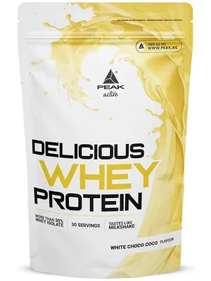 PEAK Delicious Whey Protein · Бял шоколад с кокос · 900 г