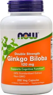 NOW Foods Ginkgo Biloba 120 mg / Double Strength · 200 капсули