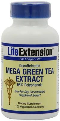 Life Extension Mega Green Tea Extract | Decaffeinated 100 капсули, 100 Дози
