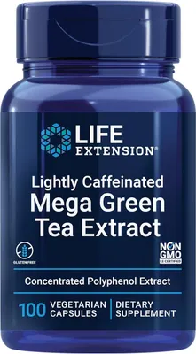 Life Extension Lightly Caffeinated Mega Green Tea Extract 100 капсули, 100 Дози
