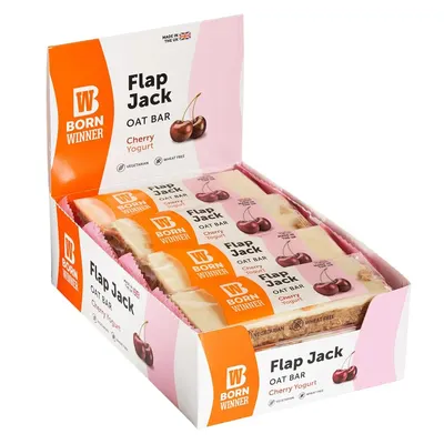 Born Winner Flap Jack Oat Bar | with Topping · Черешов йогурт · 12 x 100 г