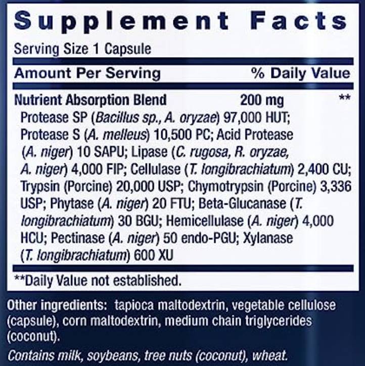 Етикет на Extraordinary Enzymes/ Храносмилателни ензими х 60 капсули