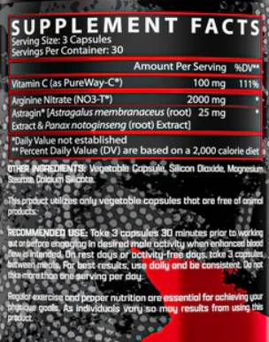 Етикет на Nutrex NIOX / Nitric Oxide 90 Гел капсули, 30 Дози