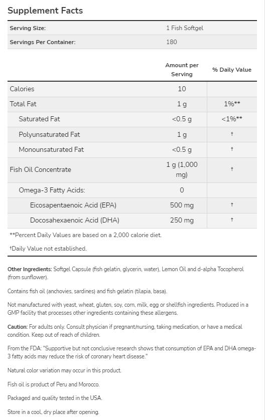 Етикет на Ultra Omega 3 | Fish Gelatin Softgels