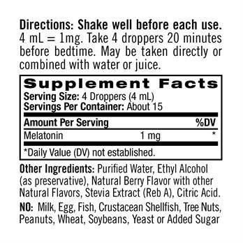 Label of Melatonin Liquid 1 mg