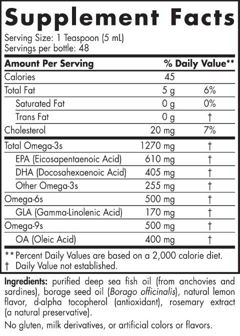 Label of Nordic Naturals Complete Omega Liquid 1270 mg 237 мл, 48 Дози Лимон