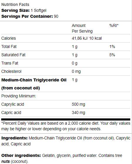 Етикет на MCT Pure 1000 mg