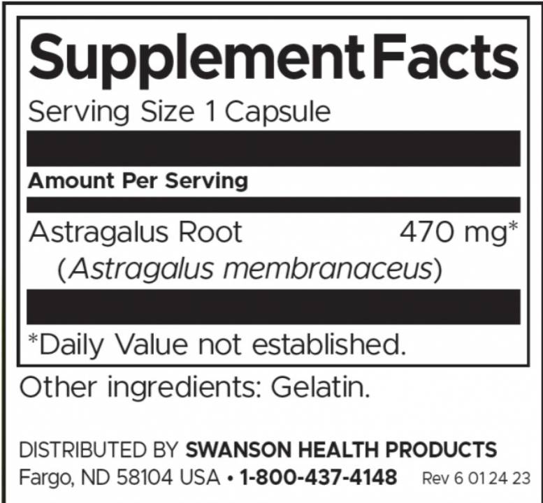 Label of Astragalus Root 470 mg