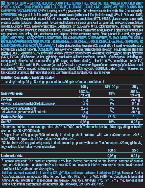 Етикет на BioTech USA Iso Whey ZERO