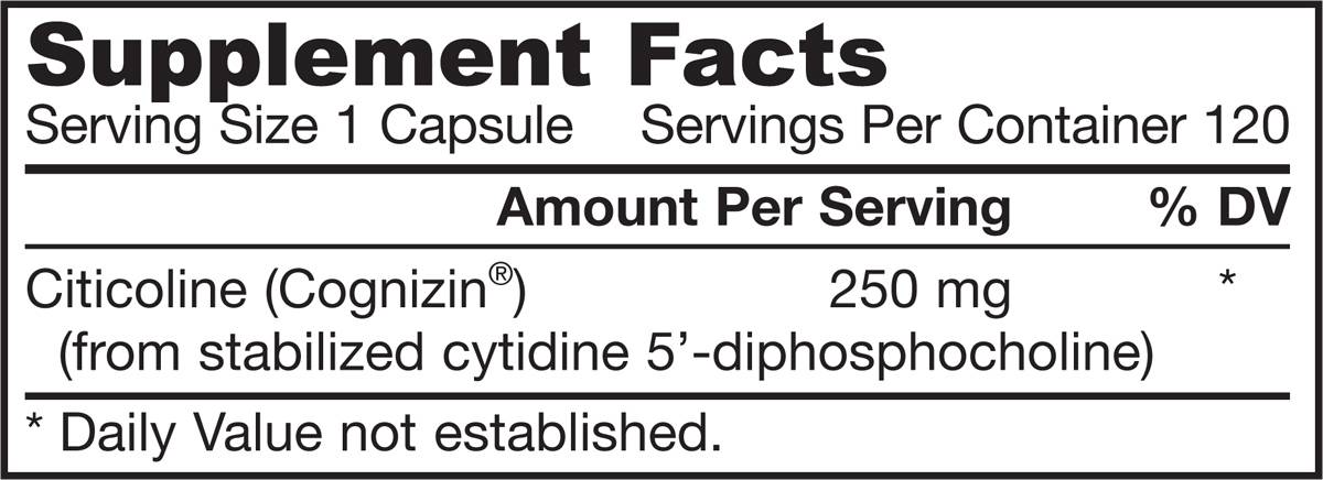 Етикет на Jarrow Formulas Citicoline CDP Choline 250mg - Цитиколин