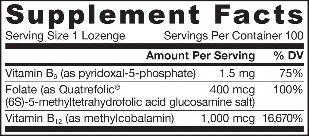 Етикет на Methyl B-12 1000 mcg & Methyl Folate 400 mcg