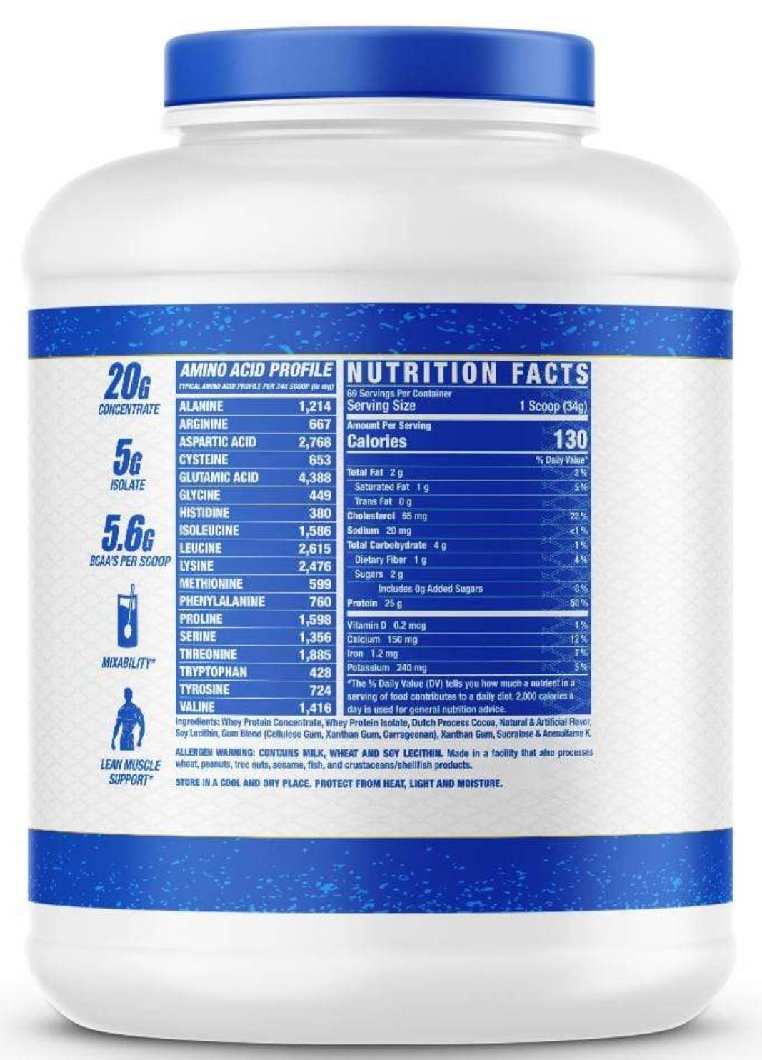 Етикет на Ronnie Coleman King Whey Premium Protein 2270 грама, 69 Дози