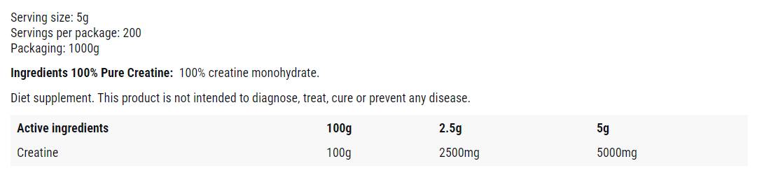 Label of Hero.Lab Creatine Monohydrate Powder