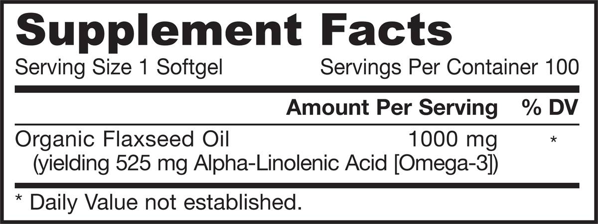 Label of Jarrow Formulas Flaxseed Oil 1000 mg