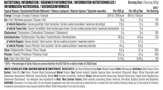 Етикет на Applied Nutrition Bodyfuel High Protein Flapjack