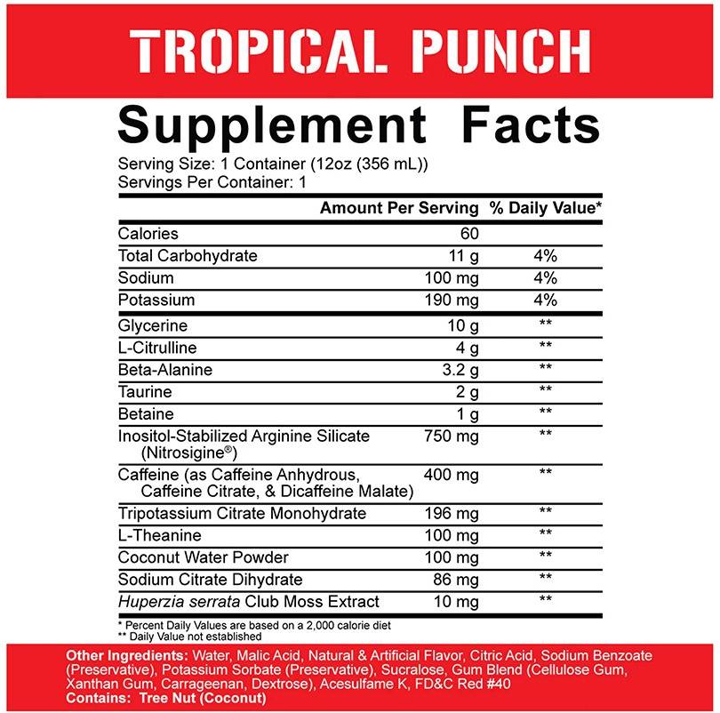 Label of Rich Piana 5% Nutrition Kill It | Ready to Drink Pre-Workout 356 мл, 1 Доза