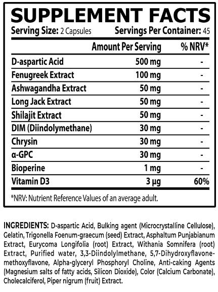 Етикет на Testro Gen | The Ultimate Testosterone Booster