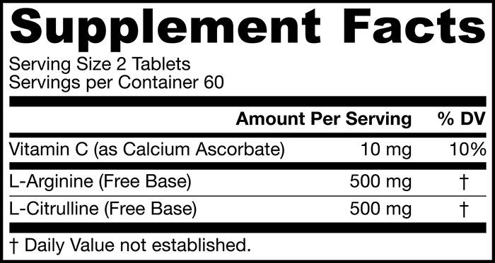 Етикет на Jarrow Formulas Arginine-Citrulline Sustain 120 Таблетки, 60 Дози