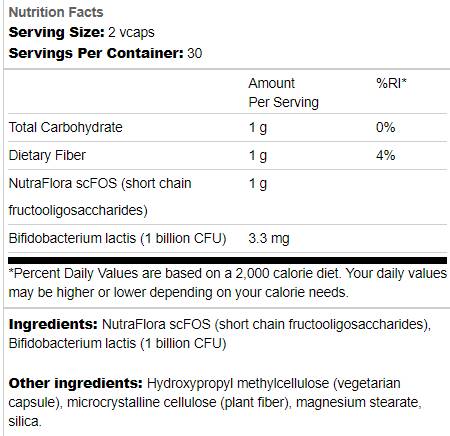 Етикет на Probiotic+ Prebiotic Fiber