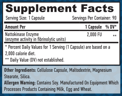 Етикет на Haya Labs Nattokinase 2000FU / 90 Vcaps.