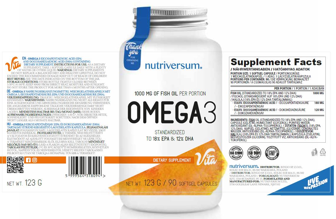 Етикет на Nutriversum Omega 3 Fish Oil