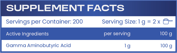 Етикет на HS LABS - GABA POWDER - 200 g