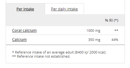 Етикет на Prozis - Coral Calcium 1000mg - 60 capsules