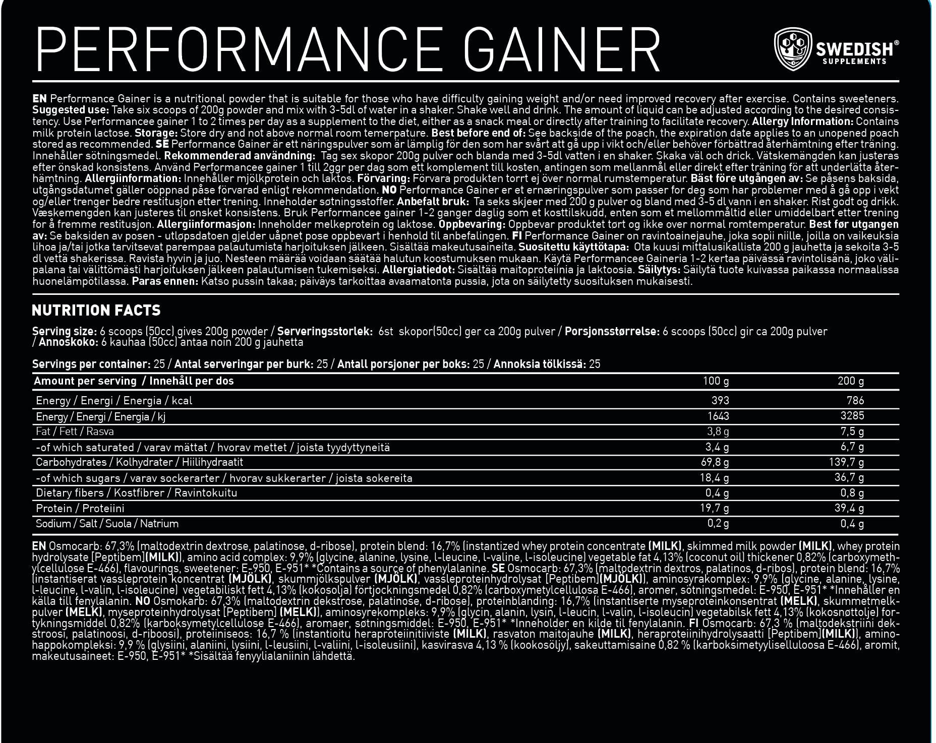 Етикет на Gainer | Performance Rebuild