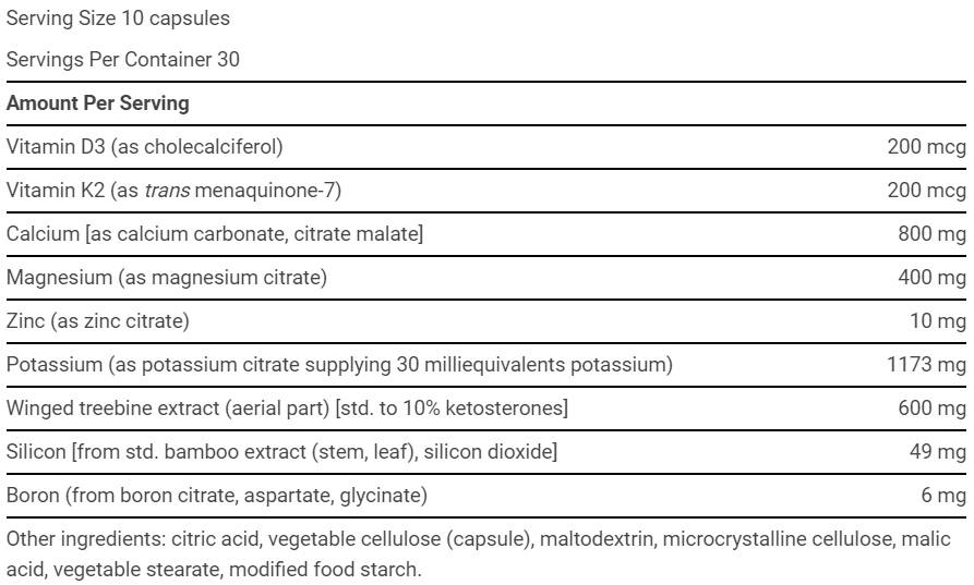 Етикет на Life Extension Dr. Strum's Intensive Bone Formula 300 капсули, 30 Дози