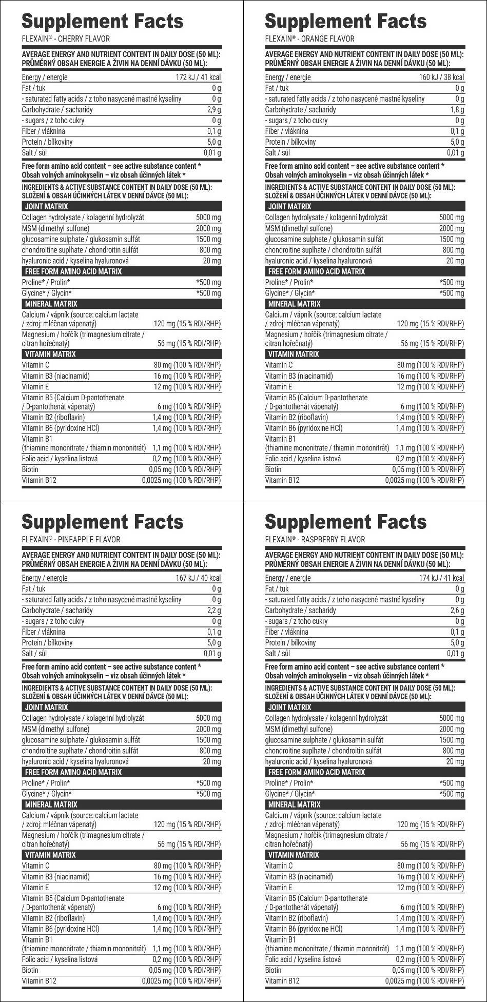 Етикет на Extrifit Sports Nutrition FLEXAIN Joint Guard