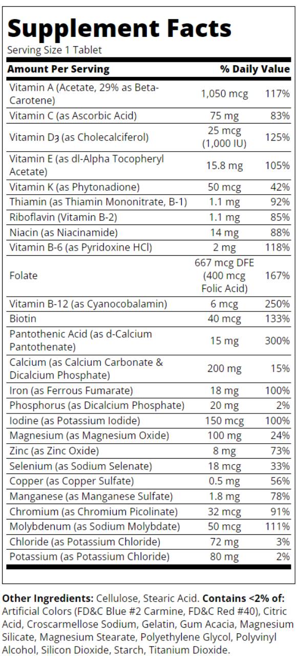 Етикет на Sentry Women Multivitamin & Multimineral